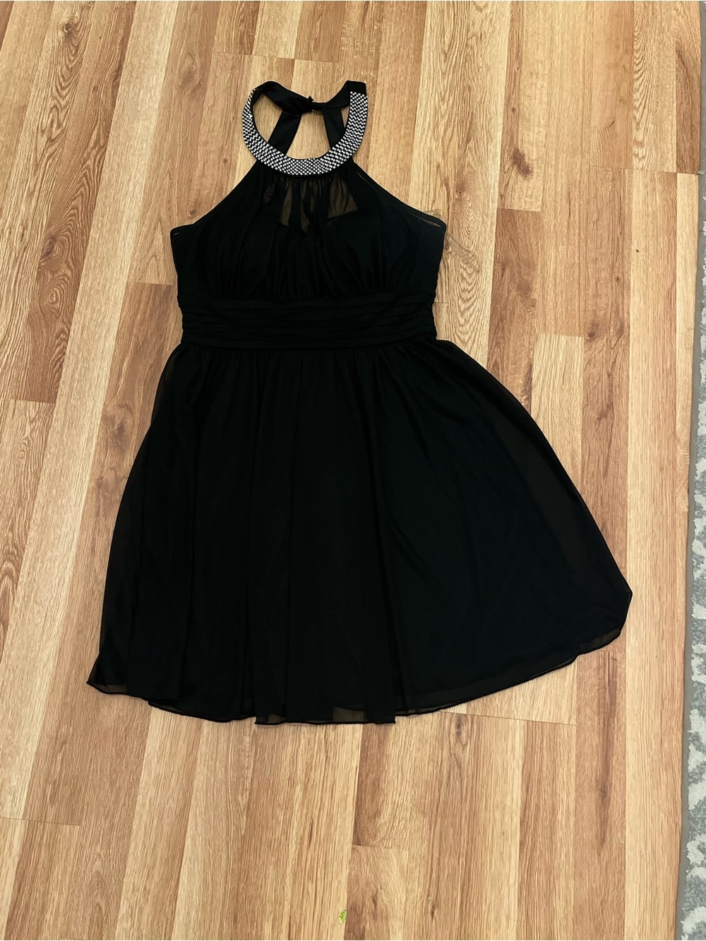 Speechless Black Halter Dress with Beaded Collar